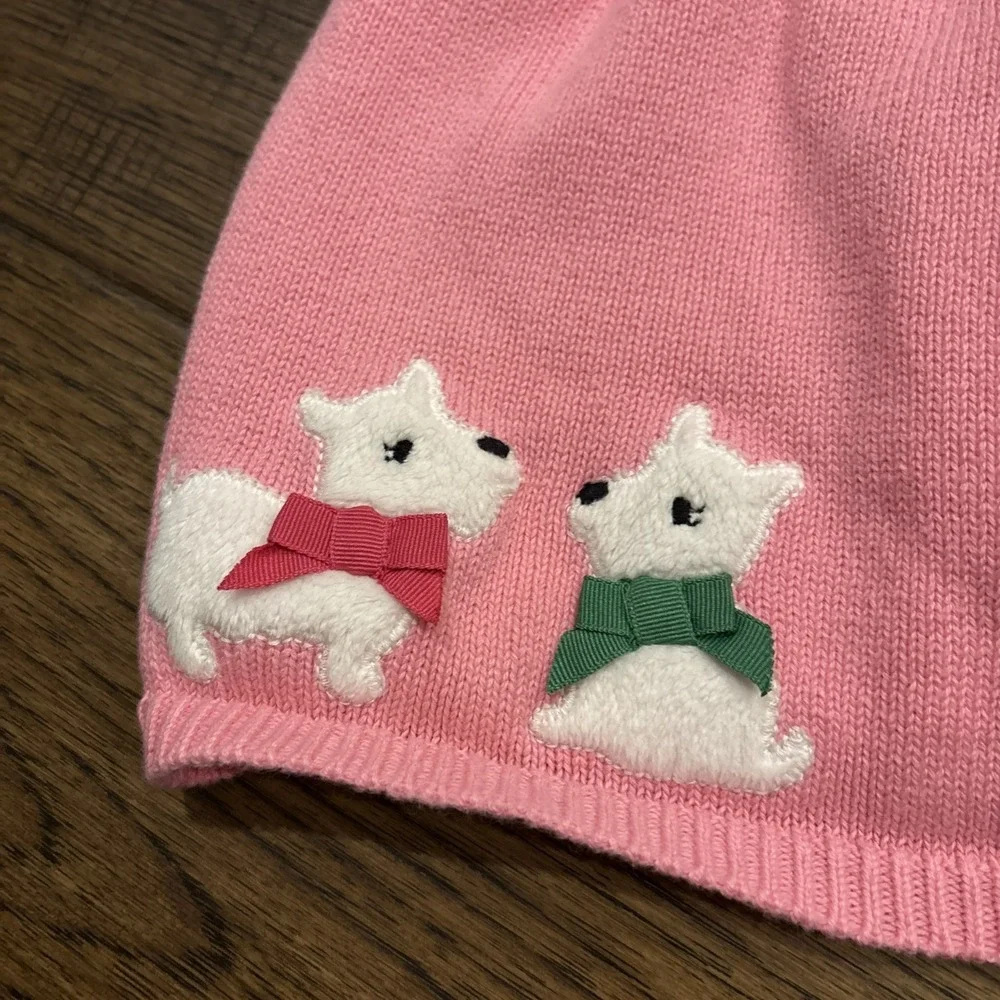 Gymboree Pink Scottie Dogs Faux Fur Knit Sweater Dress Sz‎ 12-18 mo Short Sleeve